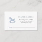 Blauw Rocking paard Baby Boy douche Luier Raffle Informatiekaartje (Voorkant)