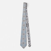 Blauw Rococo Patroon Bloei Stropdas (Voorkant)