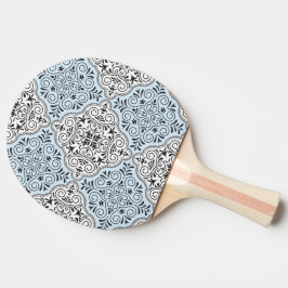 Blauw Rococo Patroon Bloei Tafeltennisbatje