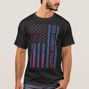 Blauw Rode Amerikaanse Vlag Groene Technologie Spe T-shirt