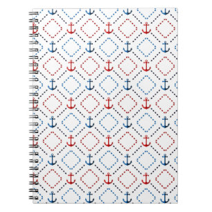Blauw, rode ankers, maritiem notitieboek