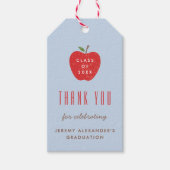 Blauw Rode Appel Afstudeerfeest Favor Geschenkkaar Cadeaulabel (Voorkant)