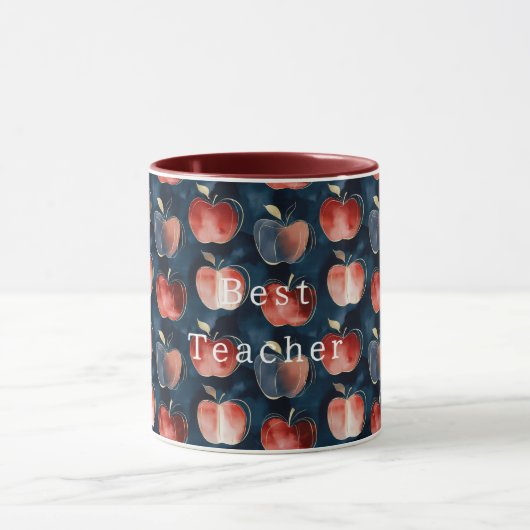 Blauw Rode Appels Beste Leraar of personaliseer Mok (Midden)