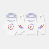 Blauw Rode Bloemige Ooievaar Winter Baby Shower Bedankdoosjes (Uitgevouwen)