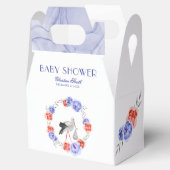 Blauw Rode Bloemige Ooievaar Winter Baby Shower Bedankdoosjes (Geopend)