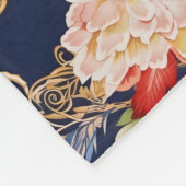 blauw rode chinoiserie floral fleece deken (Hoek)