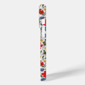 Blauw Rode en Gele Ditsy Bloemen Monogram Case-Mate iPhone Case (Achterkant / Links)