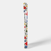 Blauw Rode en Gele Ditsy Bloemen Monogram Case-Mate iPhone Case (Achterkant / Links)
