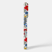 Blauw Rode en Gele Ditsy Bloemen Monogram Case-Mate iPhone Case (Achterkant / Rechts)
