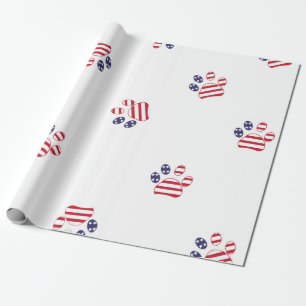 Blauw rode gekleurde pootafdrukken cadeaupapier