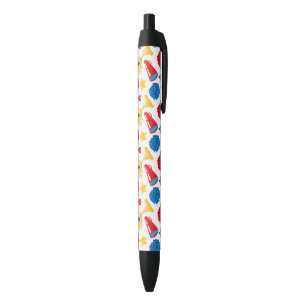 Blauw Rode Gele Sterren Cheerleader Megafoon Pom Zwarte Inkt Pen