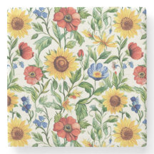 Blauw Rode Gele Zonnebloemen Italiaans Bloemmotief