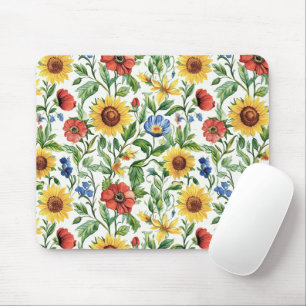 Blauw Rode Gele Zonnebloemen Italiaanse Bloemstukk Muismat