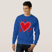 blauw rode harten Valentijnsdag sweatshirt (Voorkant volledig)