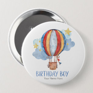 Blauw Rode Heet Luchtballon Sterren Gelukkig Verja Ronde Button 4,0 Cm