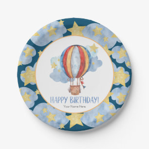 Blauw Rode Heet Luchtballon Sterren Kinderen Verja Papieren Bordje