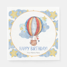 Blauw Rode Heet Luchtballon Sterren Kinderen Verja Servet