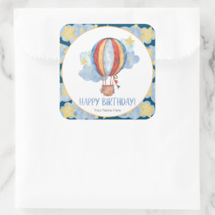 Blauw Rode Heet Luchtballon Sterren Kinderen Verja Vierkante Sticker