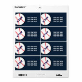 Blauw Rode Honkbal Team Sport Feest Stickerlabels Etiket (Full Sheet)