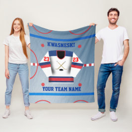 Blauw | rode ijshockeybaan | Speler Jersey Fleece Deken