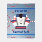 Blauw | rode ijshockeybaan | Speler Jersey Fleece Deken (Voorkant)