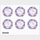 Blauw Rode Kerstkrans Ronde Sticker (Vel)