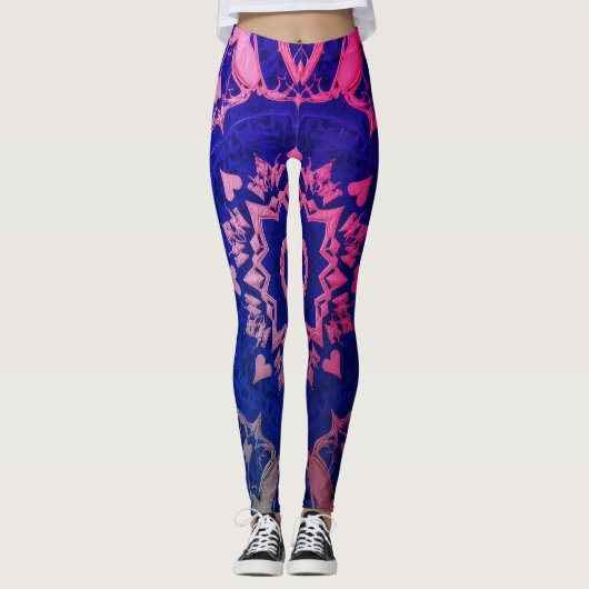 Blauw + Rode Kleuren op Elegante Aangepaste Modern Leggings (Voorkant)