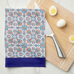 Blauw Rode Korenbloem Bloempatroon Blauwe Rand Theedoek
