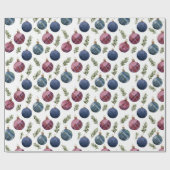 Blauw Rode Landelijke Kerstversiering Cadeaupapier (Vlak)