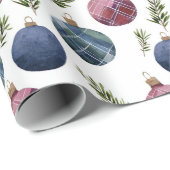 Blauw Rode Landelijke Kerstversiering Cadeaupapier (Rol Hoek)