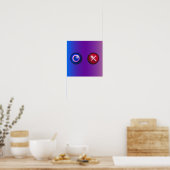 Blauw Rode Stemknoppen Gradiënt Gaming Wanddecorat Poster (Keuken)