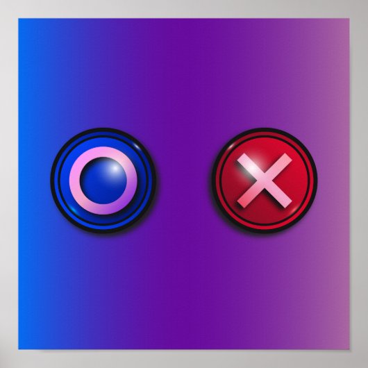 Blauw Rode Stemknoppen Gradiënt Gaming Wanddecorat Poster (Voorkant)