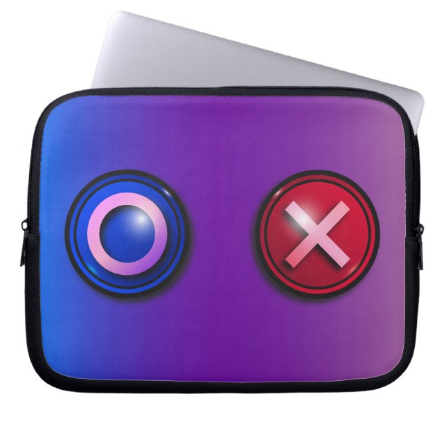 Blauw Rode Stemknoppen Gradiënt Laptophoes Laptop Sleeve (Voorkant)