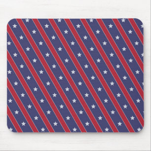 Blauw Rode Strepen Sterren patroon Muismat