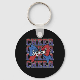 Blauw Rode Strik Cheer Squad Sport Cheerleader Che Sleutelhanger