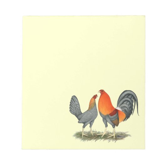 Blauw Rode Vechtkip Notitieblok (Voorkant)
