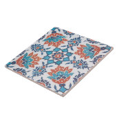 Blauw Rode Witte Vintage Bloem Kunsttegel Tegeltje (Zijkant)