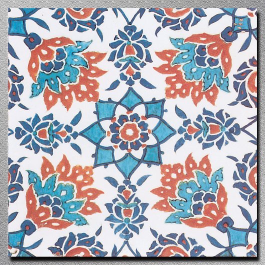 Blauw Rode Witte Vintage Bloem Kunsttegel Tegeltje