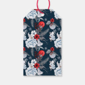 Blauw Rode Zilveren Blad Kerstcadeautag Cadeaulabel (Achterkant)