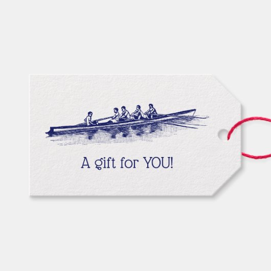Blauw Roei Roeiers Ploeg Team Watersport Cadeaulabel (Voorkant (Horizontaal))