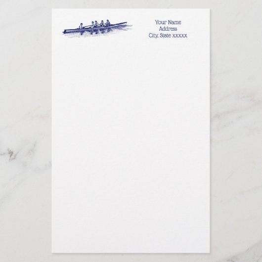 Blauw Roeien Roeiers Ploeg Team Watersport Briefpapier (Voorkant)
