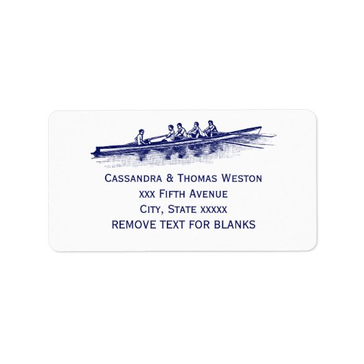 Blauw Roeien Roeiers Ploeg Team Watersport Etiket (Voorkant)
