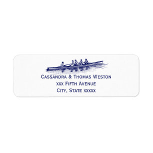 Blauw Roeien Roeiers Ploeg Team Watersport Etiket