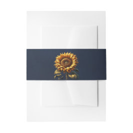 Blauw roestige zonnebloem bruiloft uitnodigingen wikkel