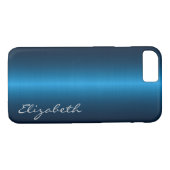 Blauw roestvrij staal Case-Mate iPhone case (Achterkant (Horizontaal))
