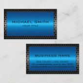 Blauw roestvrij staal Moderne metalen grens Visitekaartje (Voorkant / Achterkant)