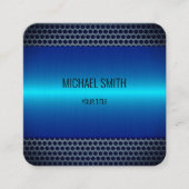 Blauw roestvrij staal vierkante visitekaartje (Voorkant)