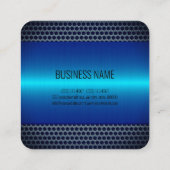 Blauw roestvrij staal vierkante visitekaartje (Achterkant)