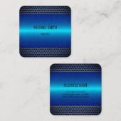 Blauw roestvrij staal vierkante visitekaartje (Voorkant / Achterkant)