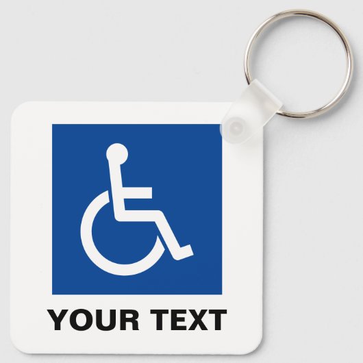 Blauw rolstoel invaliditeitssymbool aangepaste sle sleutelhanger (Achterkant)